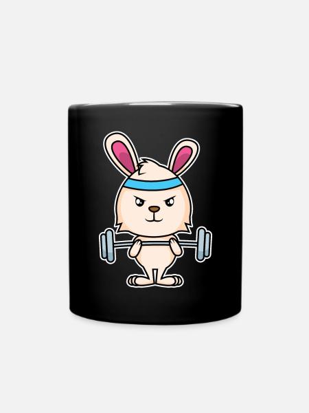 Fitness-Hase - Tasse einfarbig - Schwarz
