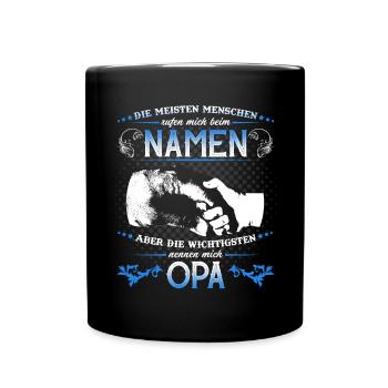 Grandpa Grandchild T-Shirt The most important things call me OPA - Full Colour Mug - black - Front