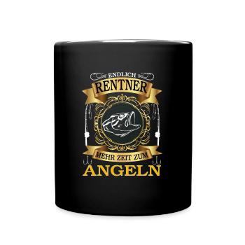 Rentner Angeln Rentenbeginn Hobby Angler Geschenk - Tasse einfarbig - Schwarz - Vorne