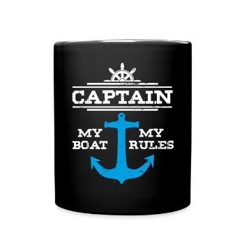 Segeln Kapitän Schiff Geschenkidee Geschenk - Tasse einfarbig - Schwarz - Vorne