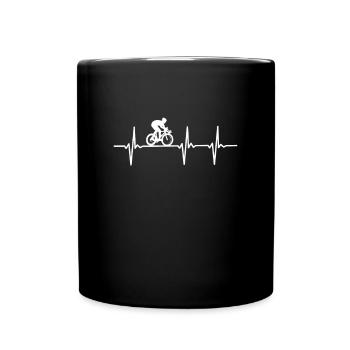Bicycle Heart Beat Gift For Montain Bike Lover - Full Colour Mug - black - Front