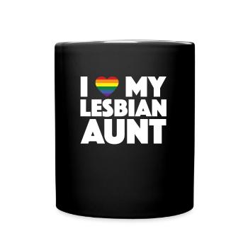 I Love My Lesbian Aunt LGBT Proud niece nephew - Full Colour Mug - black - Front