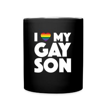 J'aime mon fils gay LGBT parents fiers gay - Mug uni - noir - Devant