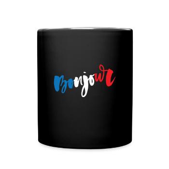 Frankreich - Fahne - Bonjour - Tasse einfarbig - Schwarz - Vorne