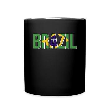 Brazil Flag Typography - Full Colour Mug - black - Front