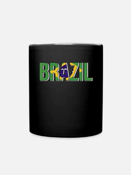 Brazil Flag Typography - Full Colour Mug - black