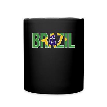 Brazilian flag typography - Full Colour Mug - black - Front