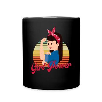 Girl Power - Vintage Girl Power Feminist Geschenk - Tasse einfarbig - Schwarz - Vorne