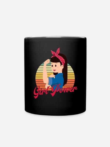 Girl Power - Vintage Girl Power Feminist Gift - Full Colour Mug - black