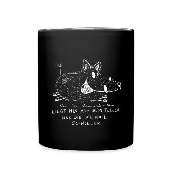 Petit sanglier à dire je chasseur - Mug uni - noir - Devant