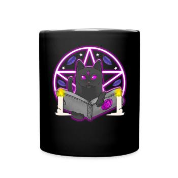 Pentacle Black Cat Halloween Witchcraft Witch - Full Colour Mug - black - Front