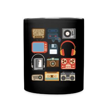 Vintage 90er Jahre Gadgets Party Outfit Geschenk - Tasse einfarbig - Schwarz - Vorne