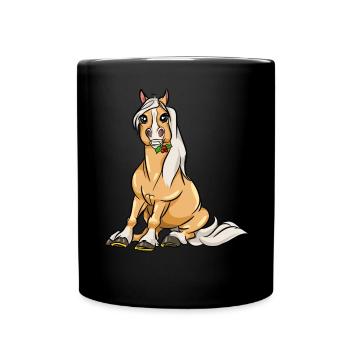 Haflinger Pferd Niedlich Stute Geschenk - Tasse einfarbig - Schwarz - Vorne
