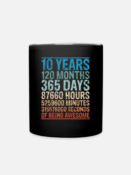 10 Jahre alt 10. Geburtstag 120 Monate - Tasse einfarbig - Schwarz