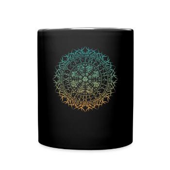 Wikinger Vegvisir mit Wikingergebet verlauf - Tasse einfarbig - Schwarz - Vorne