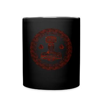 Thor Hammer Mjölnir Mjolnir im Runenkreis - Tasse einfarbig - Schwarz - Vorne