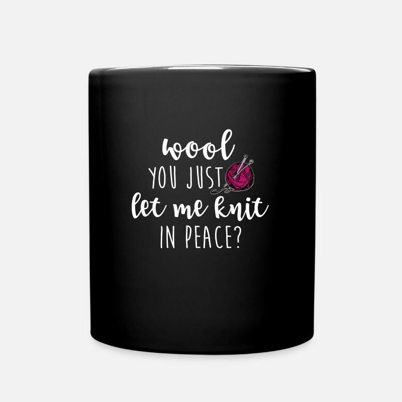 Wool Knit Peace Knitting Hobby Kick-ass Wool - Full Colour Mug - black