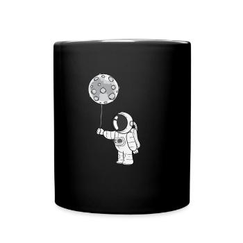 Astronaute avec un ballon de lune - Mug uni - noir - Devant