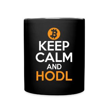 Behalten Sie Ruhe und HODL Bitcoin - Tasse einfarbig - Schwarz - Vorne