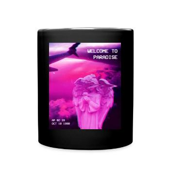 Ästhetische Vaporwave Angel Statue. Willkommen zu - Tasse einfarbig - Schwarz - Vorne