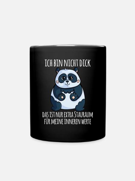 Panda Dick Innere Werte Übergewicht Geschenk - Tasse einfarbig - Schwarz