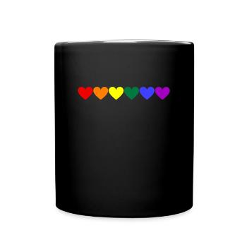 Hearts in Rainbow Colors Rainbow Gift - Full Colour Mug - black - Front