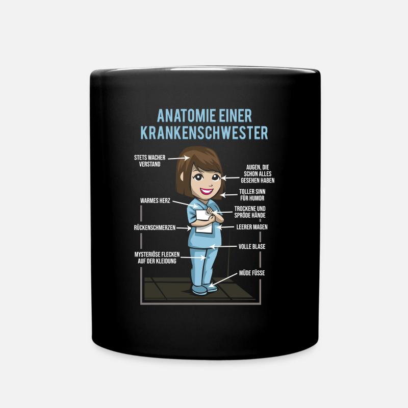 Anatomie einer Krankenschwester - Krankenpflegerin - Tasse einfarbig - Schwarz