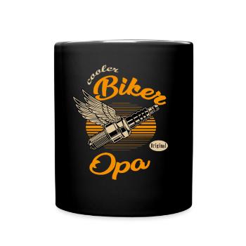 cooler Biker Opa - Tasse einfarbig - Schwarz - Vorne