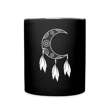 Dream catcher crescent moon open to the right - Full Colour Mug - black - Front