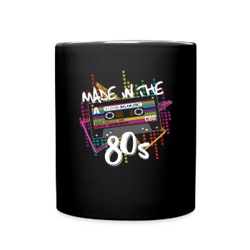 Made in the 80s Kassette 80er Jahre - Tasse einfarbig - Schwarz - Vorne