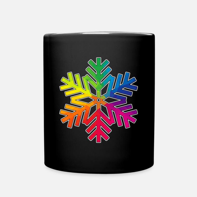 rainbow-colored snowflake - Full Colour Mug - black