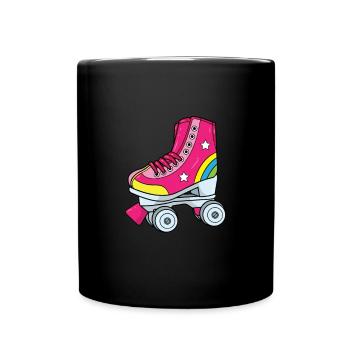 Patins à roulettes - Patin à roulettes rose avec arc-en-ciel - Mug uni - noir - Devant