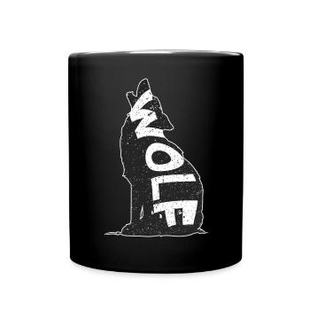 loup Noir sur Fond Étoilé - Mug uni - noir - Devant