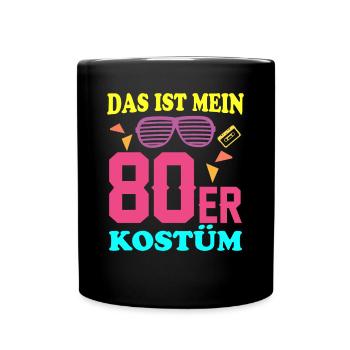80er Kostüm - Tasse einfarbig - Schwarz - Vorne