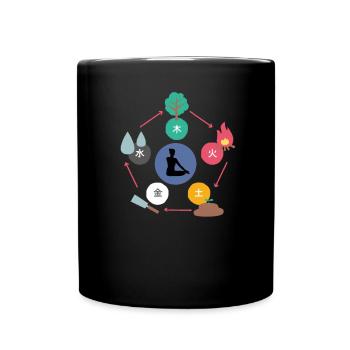 Qigong Qi Gong 5 Fünf Elemente Tai Chi Thai Chi - Tasse einfarbig - Schwarz - Vorne