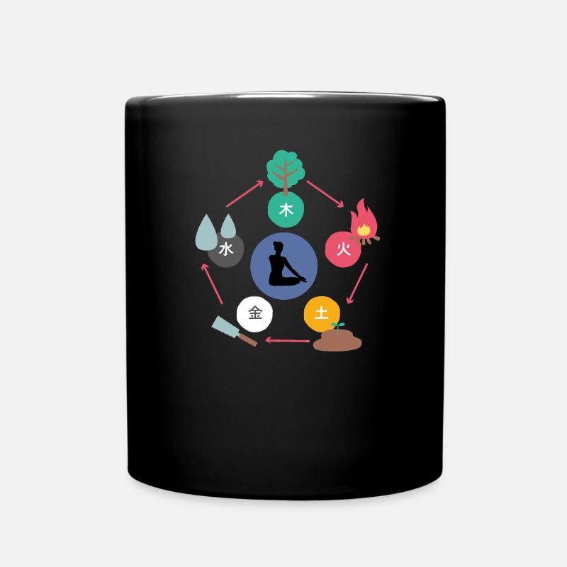 Qigong Qi Gong 5 Fünf Elemente Tai Chi Thai Chi - Tasse einfarbig - Schwarz
