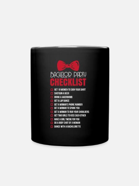 Junggesellen Checkliste - Tasse einfarbig - Schwarz