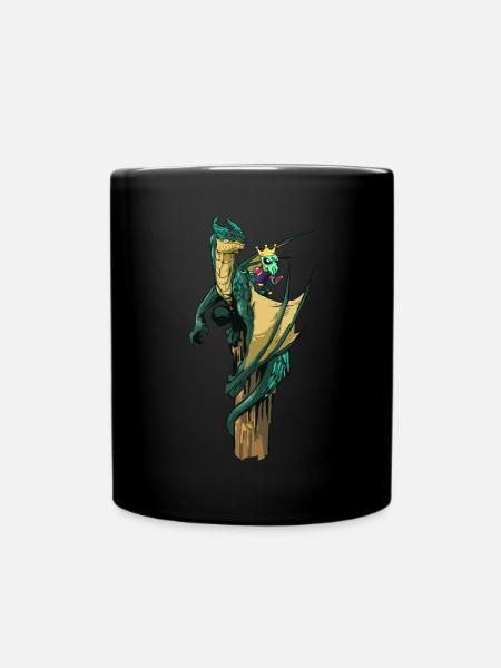 Großer Drache mit König Alien - Tasse einfarbig - Schwarz