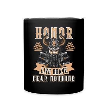 Honor Live Brave Fear Nothing Viking's Gift - Full Colour Mug - black - Front