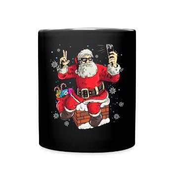 Funny Santa Claus taking a photo - Full Colour Mug - black - Front