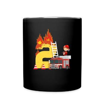 Fire Truck 2nd Birthday Birthday Gift - Full Colour Mug - black - Front