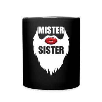 Mister Sister Bearded Men Red Lips Funny - Tasse einfarbig - Schwarz - Vorne