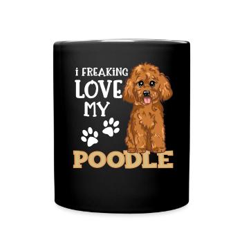 J'aime mon cadeau de chien de caniche de caniche - Mug uni - noir - Devant