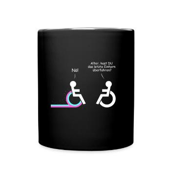 Rollstuhl Letzte Einhorn überfahren Geschenk retro - Tasse einfarbig - Schwarz - Vorne