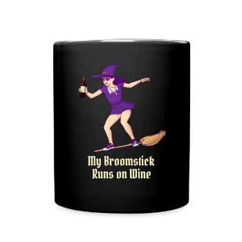 Mon balai fonctionne au vin SorciĂ¨re d'Halloween - Mug uni - noir - Devant