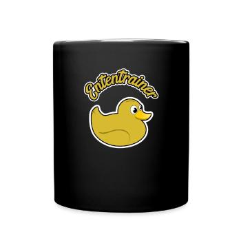 Ententrainer Witziges Fun Shirt Quietscheente - Tasse einfarbig - Schwarz - Vorne