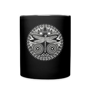 Design magique croissant de lune libellule Mandala - Mug uni - noir - Devant