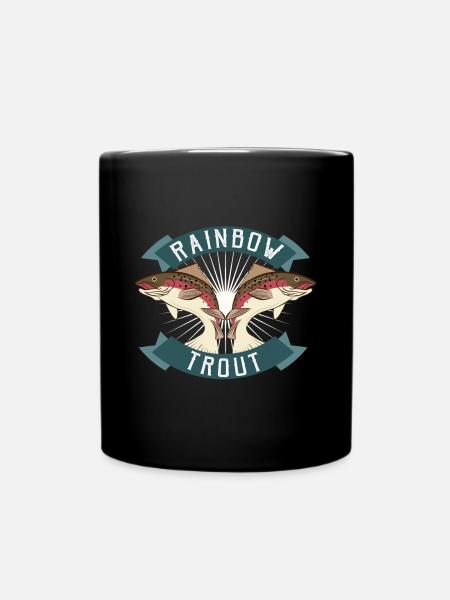 Regenbogenforelle, Forellen angeln - Tasse einfarbig - Schwarz