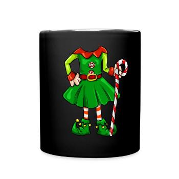 Funny Christmas elf elf girl costume T-shirt - Full Colour Mug - black - Front