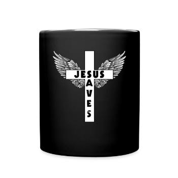 Croix Jésus sauve l'aile de Dieu religion - Mug uni - noir - Devant